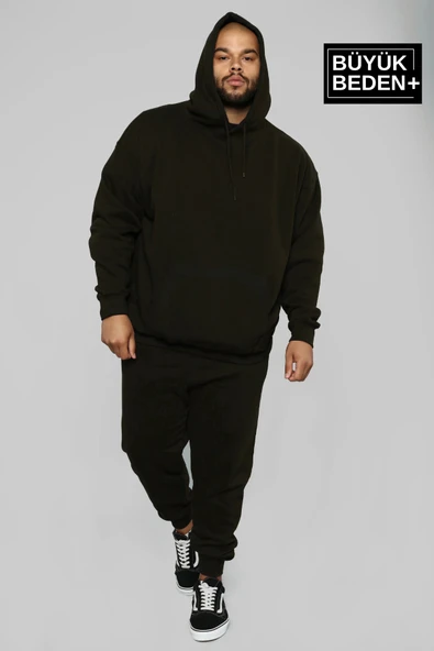 Erkek Büyük Beden Kapşonlu ince Sweatshirt SPR24BSW57 - 2