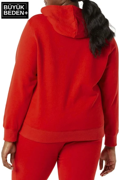 Kadın Büyük Beden Kapşonlu ince Sweatshirt SPR24BSWK57 - 8