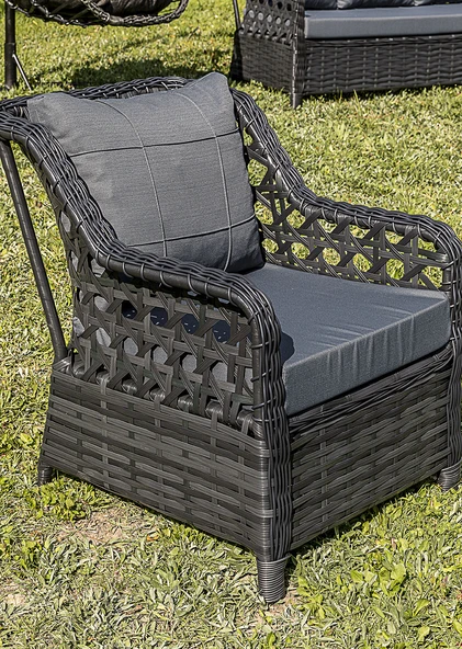 Btk Concept Oscar Rattan Bahçe Mobilyası Tekli Koltuk Antrasit - Resim 2