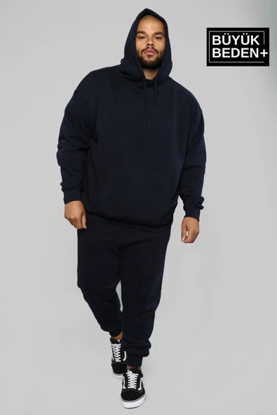 Erkek Büyük Beden Kapşonlu ince Sweatshirt SPR24BSW57 - 4