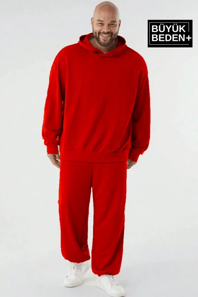 Erkek Büyük Beden Kapşonlu ince Sweatshirt SPR24BSW57 - 9