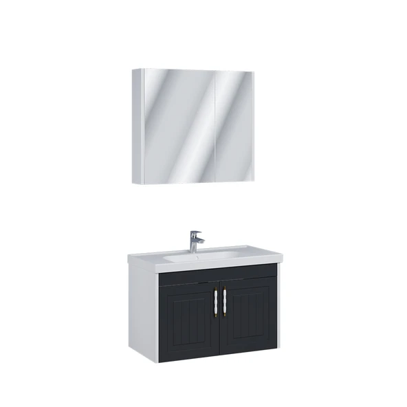UBM Retro 80 cm Banyo Dolabı Seti Antrasit - 3