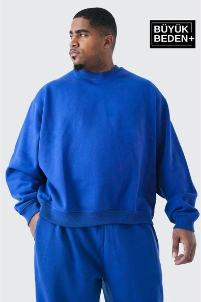 Süperlife Erkek Büyük Beden Bisiklet Yaka ince Sweatshirt SPR24BSW56 - 11