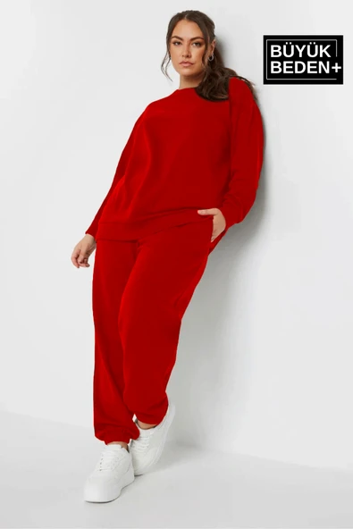 Kadın Büyük Beden Bisiklet Yaka İnce Sweatshirt SPR24BSWK56 - 6