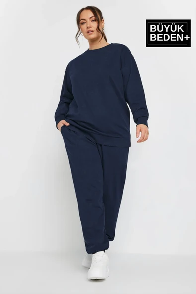 Kadın Büyük Beden Bisiklet Yaka İnce Sweatshirt SPR24BSWK56 - 8