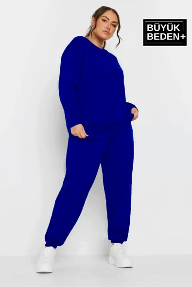 Kadın Büyük Beden Bisiklet Yaka İnce Sweatshirt SPR24BSWK56 - 11