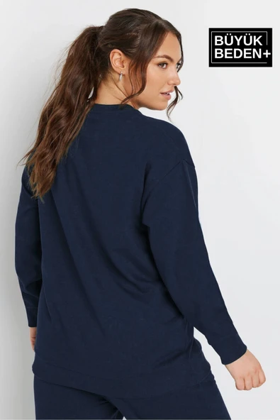 Kadın Büyük Beden Bisiklet Yaka İnce Sweatshirt SPR24BSWK56 - 10