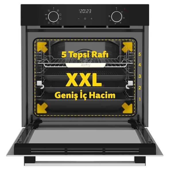Simfer 8215 Airfry Plus, Siyah Cam Dijital,10 Fonk - Resim 2