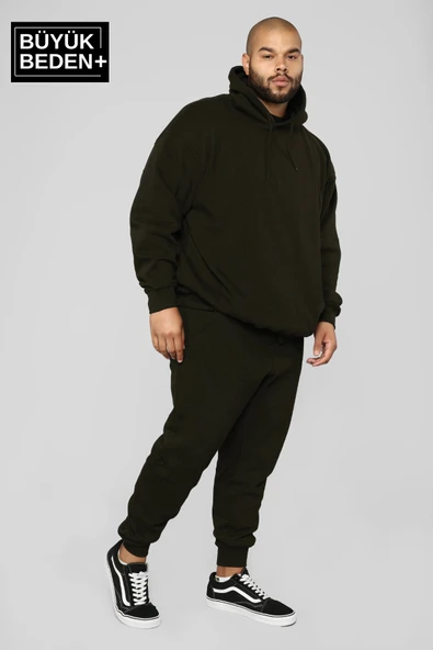 Erkek Büyük Beden Kapşonlu ince Sweatshirt SPR24BSW57