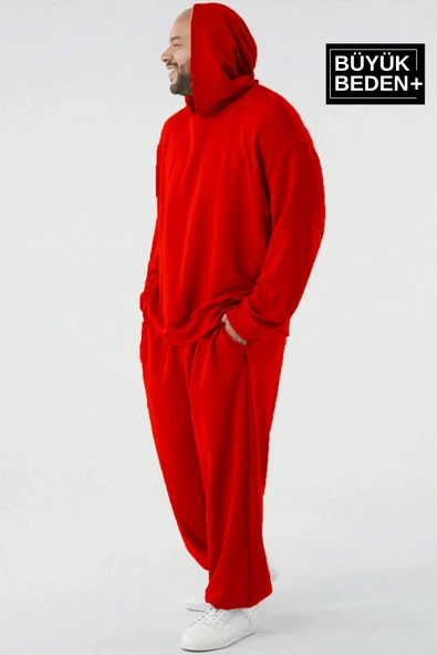 Erkek Büyük Beden Kapşonlu ince Sweatshirt SPR24BSW57 - 10