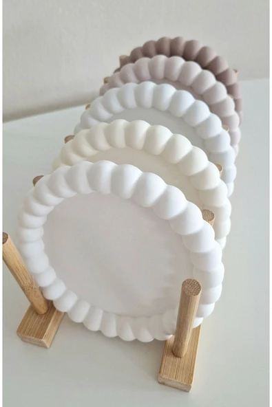 Beyaz Yuvarlak Desenli Beton Tepsi - 3