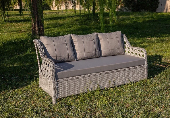 Btk Concept Bahçe Balkon 3lü Koltuk Rattan Btk Concept Sti̇ll Açık Gri