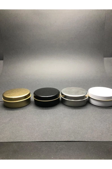 100 CC METAL KUTU - GOLD -GÜMÜŞ-BEYAZ-SİYAH TENEKE KUTU - KÜÇÜK METAL KUTU -METAL TENEKE KUTU 4 ADET - 3