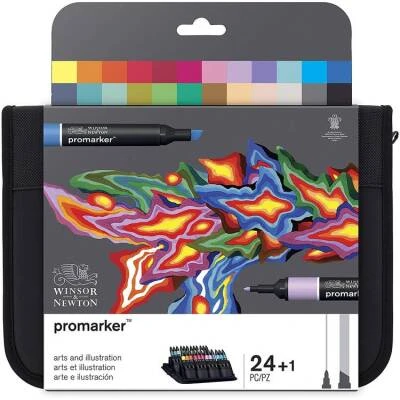 Winsor & Newton Promarker 24 Renk Sanat ve Illüstrasyon Çantalı Set