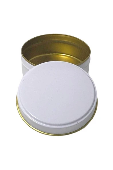 Küçük Yuvarlak Teneke Kutu Bal Ve Seker Kutusu - 6 Adet Beyaz - 2