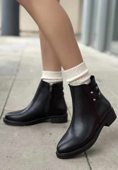 Siari Siyah Cilt Topuklu Bot - Resim 2