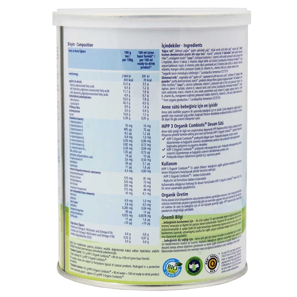 Hipp 3 Organik Combiotic Devam Sütü 350 gr 6 Adet - 2