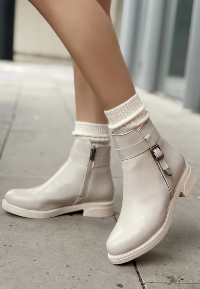 Wiota Bej Cilt Topuklu Bot - Resim 2