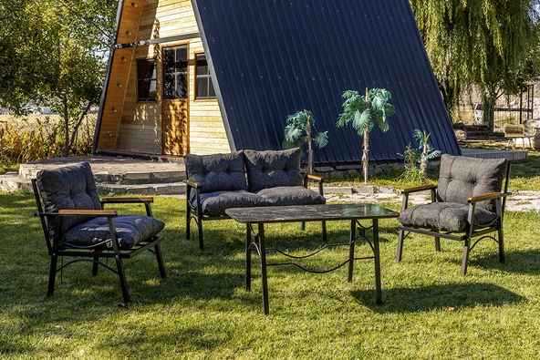 Btk Concept Tarz Model 2+1+1 Bahçe Mobilyası (masa Hedi̇ye) Balkon Takımı Antrasit