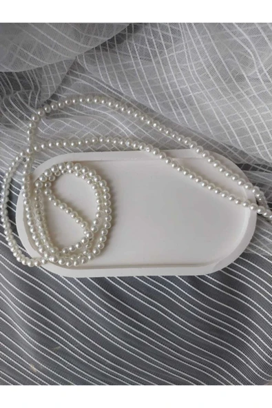 Beton Tray Mum, Takı Ve Saksı Altlığı Oval Tepsi - Beyaz