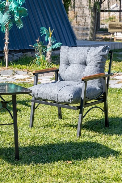 Btk Concept Tarz Model 2+1+1 Bahçe Mobilyası (masa Hedi̇ye) Balkon Takımı Açık Gri - Resim 2