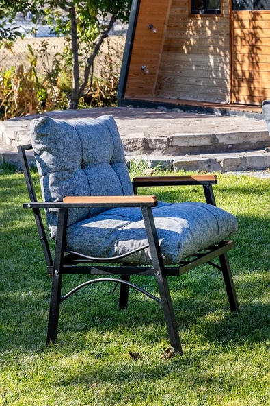 Btk Concept Tarz Model 2+1+1 Bahçe Mobilyası (masa Hedi̇ye) Balkon Takımı Açık Gri - Resim 4