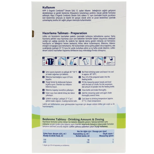 Hipp 3 Organik Combiotic 800 gr Devam Sütü 6 ADET - 3