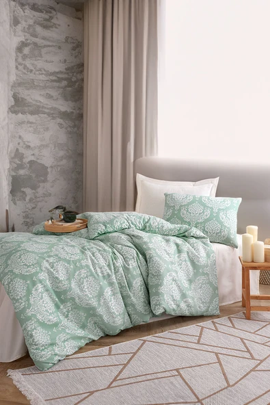 Upstyle Kolay Ütülenir Su Yeşili Tek Kişilik Nevresim Takımı  Yumuşak Dayanıklı ve Hızlı Kuruyan - Resim 2