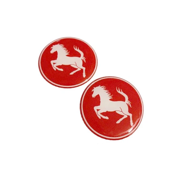 Ferrari Logo Damla Etiket Kımızı Sticker 5x5cm 2 Adet