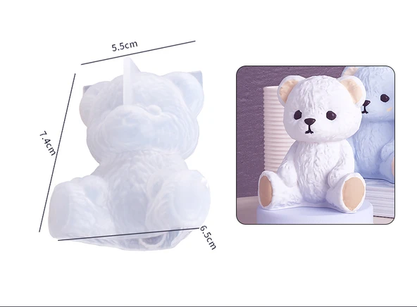 EPOKSİ REÇİNE SİLİKON KALIP İTHAL ÜÇ BOYUTLU AYI FİGÜR PARAFİN TAŞ TOZU SİLİKON KALIP HB6021-0053 ürün görseli 1