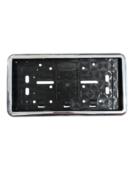 Çerçeveli Dikdörtgen  Plakalık Plaka Altlığı Krom  Nikelajlı 32X17cm 1 Adet