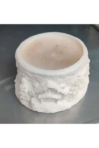 Dekoratif Taş Kavanozda Orman Evi Desenli Mum - 2