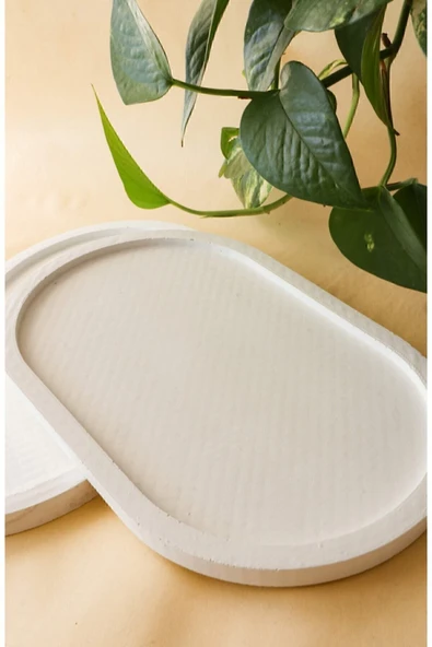 Beyaz Renk Beton Tepsi - 2