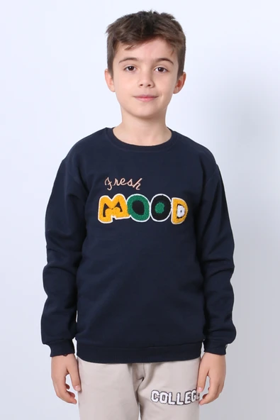 ERKEK ÇOCUK ŞARDONLU SWEAT MOOD NAKIŞ DETAYLI RİBANALI E35 - Resim 9