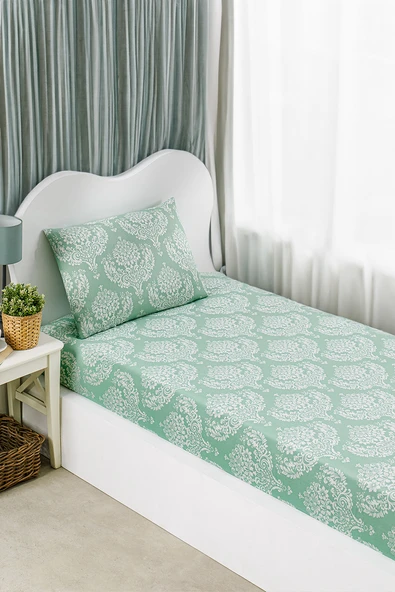 Upstyle Tek Kişilik Su Yeşili  Pes Lastikli Çarşaf Seti  Yüksek Hava Geçirgenliği Yumuşak Dokunu  Kolay Bakım - Resim 2