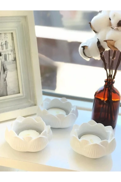 Lotus Çiçeği Dekoratif Mumluk 3'Lü Set - 2