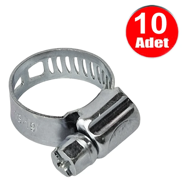 Standart Kelepçe 13mm-19mm Arası Ayarlanabilir Bahçe Hortum Kelepçesi -10 Adet