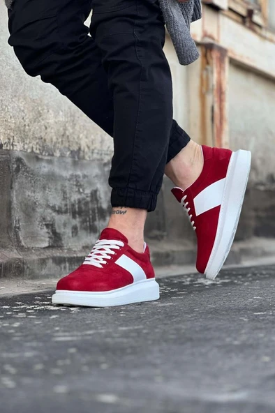 WG011 Kırmızı Süet Erkek Casual Ayakkabı - Resim 3