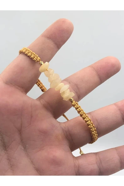 Tasarım Kalsit Taşı Unisex Örgü Doğaltaş Bileklik - 6