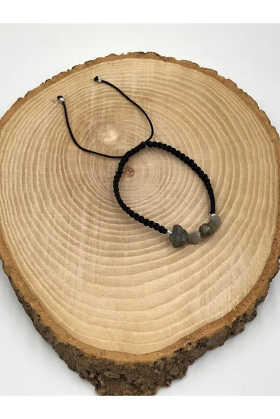 Tasarım Labradorit Taşı Unisex Örgü Doğaltaş Bileklik - Resim 2