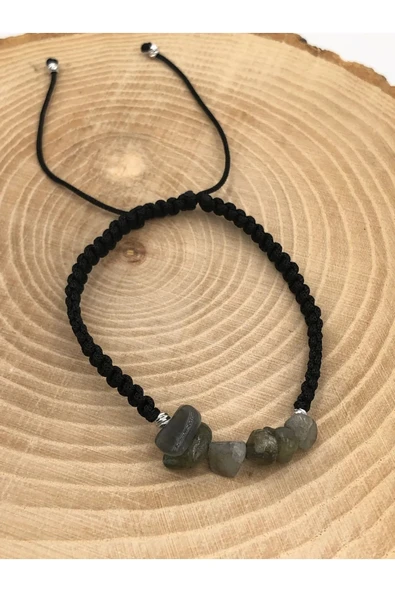 Tasarım Labradorit Taşı Unisex Örgü Doğaltaş Bileklik - Resim 5