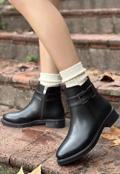 Dawin Siyah Cilt Topuklu Bot - Resim 2