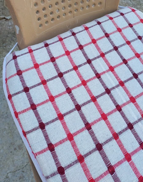 4 Adet Klasik Tek Alt Sandalye Minderi (Kalınlık 3,5cm)-Bordo Kırmızı - 2