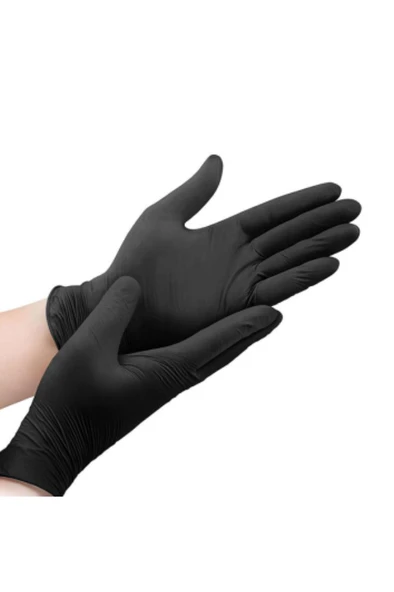 Siyah Eldiven Medium Pudrasız Nitril Eldiven 100'lü Çok Amaçlı Gıdaya Uygun Eldiven - 3