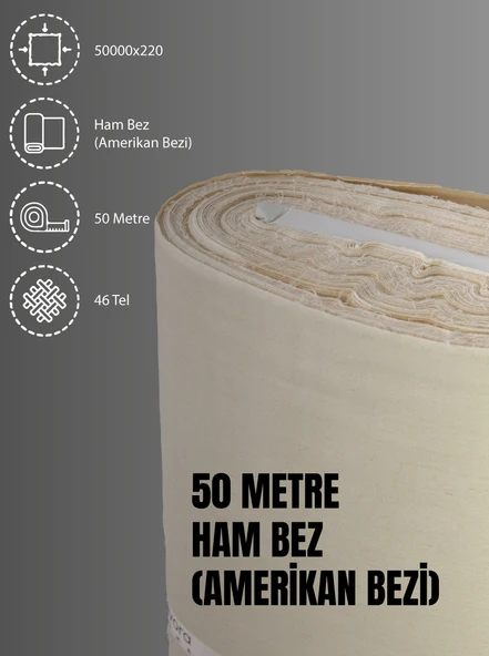 %100 Pamuk 46 Tel Amerikan Bezi Ham Bez Punch Kumaş - Krem 5000x220 cm