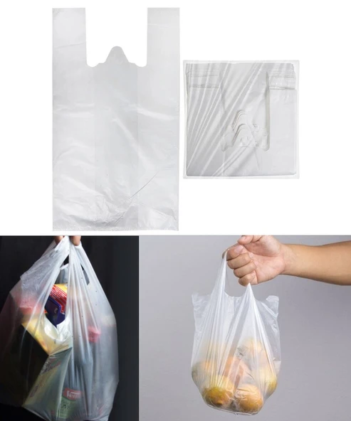 Beyaz Poşet 300 Adetli 1. Kalite Küçük Boy Orijinal Hışır Atlet Poşet Market Manav Poşeti Çöp Poşeti