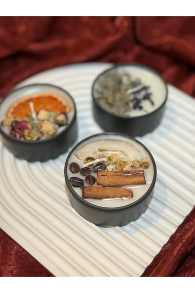 3’lü Mum Seti -Siyah Mat Metal Kutu 100 cc - 4