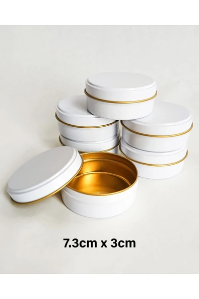Beyaz Metal Kutu Mum Ve Hediye Kutusu 7,3x3cm 10 Adet