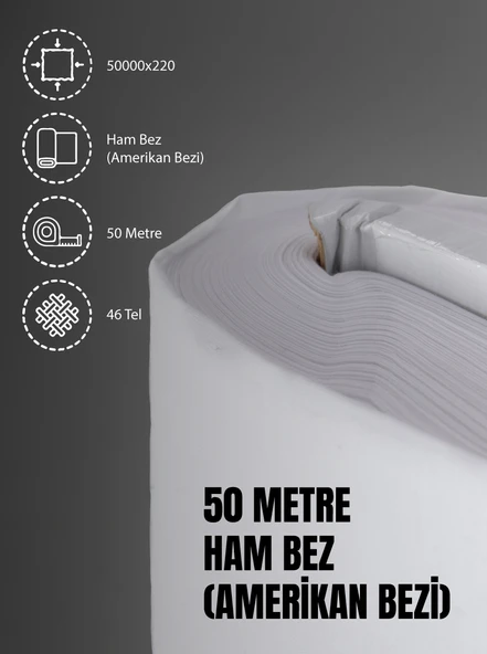 %100 Pamuk 46 Tel Amerikan Bezi Ham Bez Punch Kumaş - Beyaz 5000x220 cm