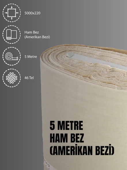 %100 Pamuk 46 Tel Amerikan Bezi Ham Bez Punch Kumaş - Krem 500x220 cm